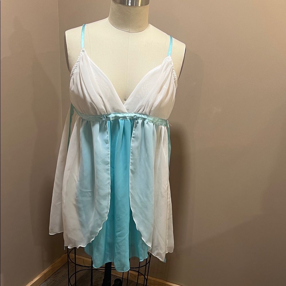 Elegant Blue and White Women's Babydoll Lingerie